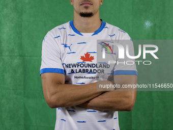 Theo Vassell of Barrow during the Barrow AFC Photocall at Holker Street in Barrow-in-Furness, England, on September 4, 2024. (