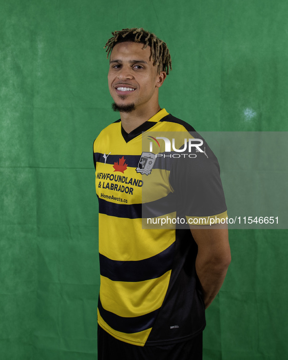 Theo Vassell of Barrow during the Barrow AFC Photocall at Holker Street in Barrow-in-Furness, England, on September 4, 2024. 