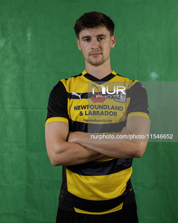 Sam Barnes of Barrow during the Barrow AFC Photocall at Holker Street in Barrow-in-Furness, England, on September 4, 2024. 