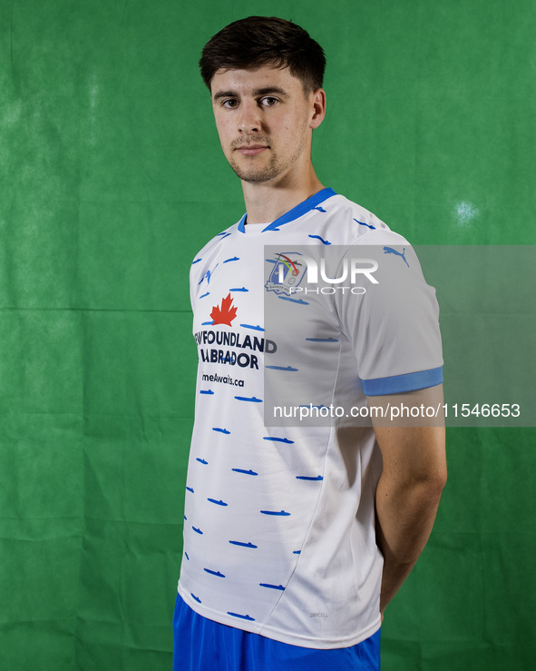 Sam Barnes of Barrow during the Barrow AFC Photocall at Holker Street in Barrow-in-Furness, England, on September 4, 2024. 