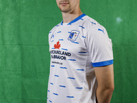 Sam Barnes of Barrow during the Barrow AFC Photocall at Holker Street in Barrow-in-Furness, England, on September 4, 2024. (