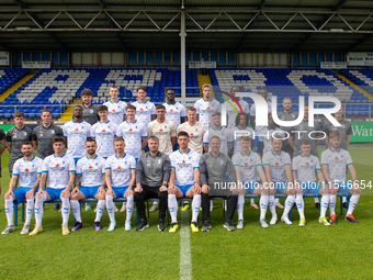 Barrow's First team squad during the Barrow AFC Photocall at Holker Street in Barrow-in-Furness, England, on September 4, 2024. (