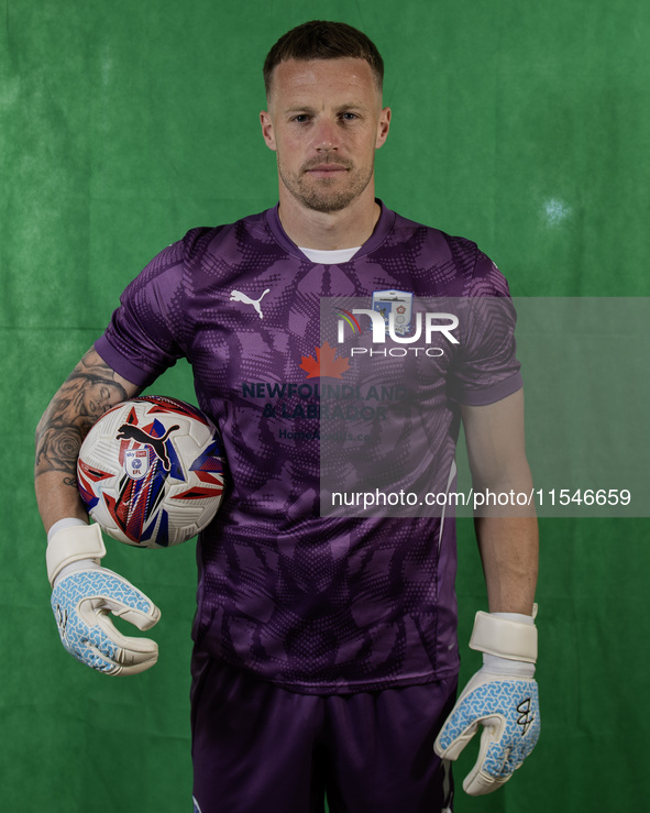 Paul Farman of Barrow during the Barrow AFC Photocall at Holker Street in Barrow-in-Furness, England, on September 4, 2024. 