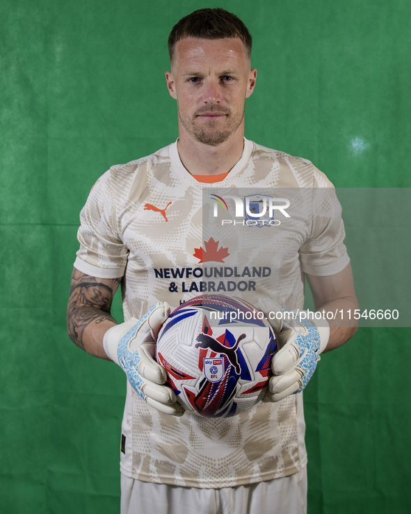 Paul Farman of Barrow during the Barrow AFC Photocall at Holker Street in Barrow-in-Furness, England, on September 4, 2024. 