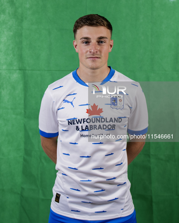 Robbie Gotts of Barrow during the Barrow AFC Photocall at Holker Street in Barrow-in-Furness, England, on September 4, 2024. 