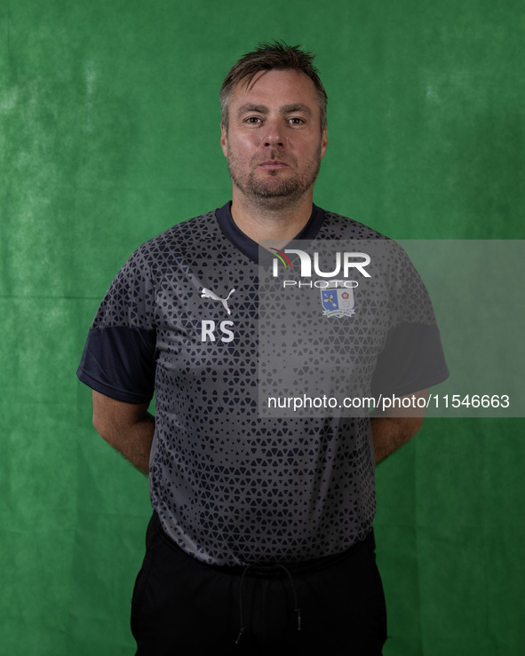 Barrow assistant manager Robbie Stockdale during the Barrow AFC Photocall at Holker Street in Barrow-in-Furness, England, on September 4, 20...