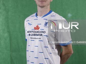 Rory Feely of Barrow during the Barrow AFC Photocall at Holker Street in Barrow-in-Furness, England, on September 4, 2024. (