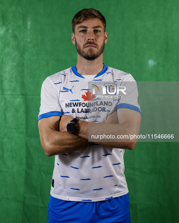 Sam Foley of Barrow during the Barrow AFC Photocall at Holker Street in Barrow-in-Furness, on September 4, 2024. 