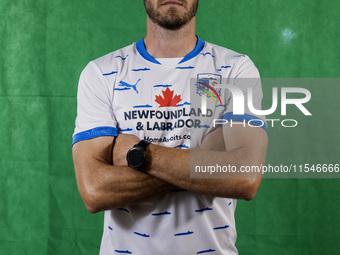 Sam Foley of Barrow during the Barrow AFC Photocall at Holker Street in Barrow-in-Furness, on September 4, 2024. (