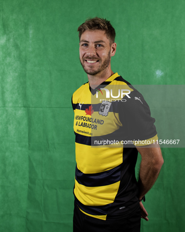 Sam Foley of Barrow during the Barrow AFC Photocall at Holker Street in Barrow-in-Furness, on September 4, 2024. 