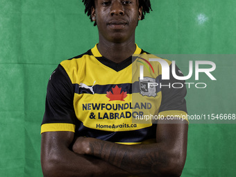 Sean Etaluku of Barrow during the Barrow AFC Photocall at Holker Street in Barrow-in-Furness, on September 4, 2024. (