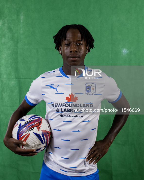 Sean Etaluku of Barrow during the Barrow AFC Photocall at Holker Street in Barrow-in-Furness, on September 4, 2024. 