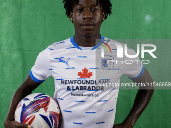 Sean Etaluku of Barrow during the Barrow AFC Photocall at Holker Street in Barrow-in-Furness, on September 4, 2024. (