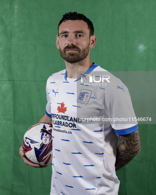 David Worrall of Barrow during the Barrow AFC Photocall at Holker Street in Barrow-in-Furness, on September 4, 2024. 