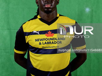 Barrow's Junior Tiensia during the Barrow AFC Photocall at Holker Street in Barrow-in-Furness, England, on September 4, 2024. (