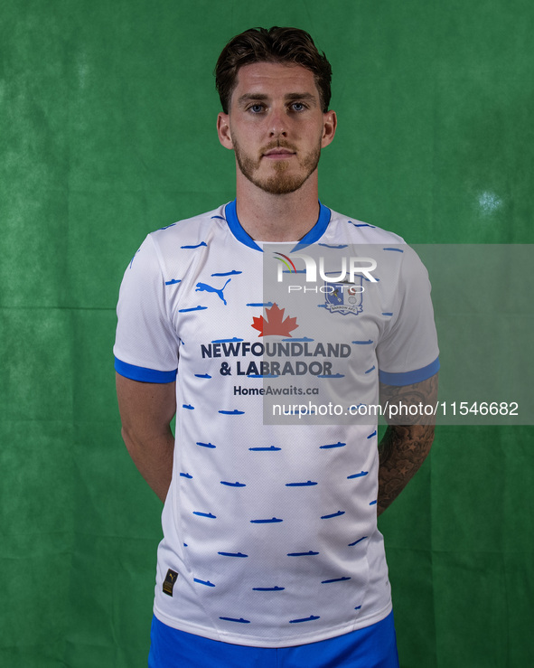 Connor Mahoney of Barrow during the Barrow AFC Photocall at Holker Street in Barrow-in-Furness, on September 4, 2024. 