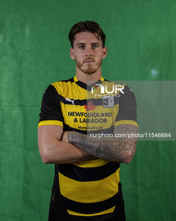 Connor Mahoney of Barrow during the Barrow AFC Photocall at Holker Street in Barrow-in-Furness, on September 4, 2024. 