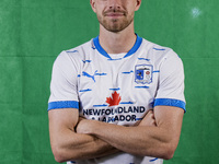 Elliot Newby of Barrow during the Barrow AFC Photocall at Holker Street in Barrow-in-Furness, England, on September 4, 2024. (