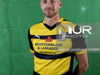 Elliot Newby of Barrow during the Barrow AFC Photocall at Holker Street in Barrow-in-Furness, on September 4, 2024. (