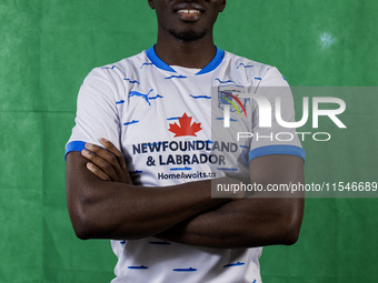 Mazeed Ogungbo of Barrow during the Barrow AFC Photocall at Holker Street in Barrow-in-Furness, on September 4, 2024. (