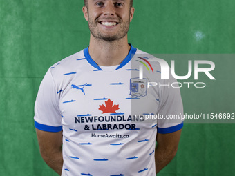 Andrew Dallas of Barrow during the Barrow AFC Photocall at Holker Street in Barrow-in-Furness, England, on September 4, 2024. (