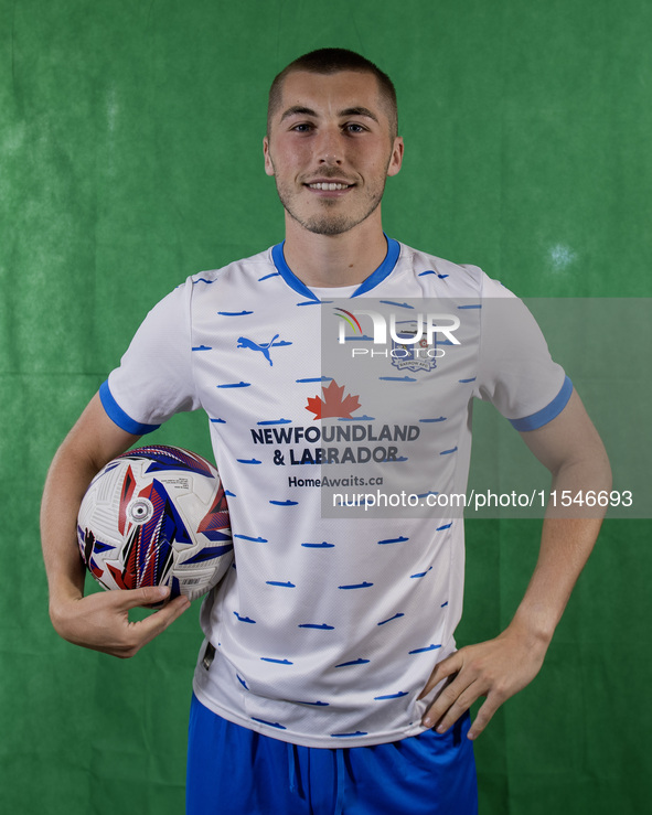 Dean Campbell of Barrow during the Barrow AFC Photocall at Holker Street in Barrow-in-Furness, England, on September 4, 2024. 