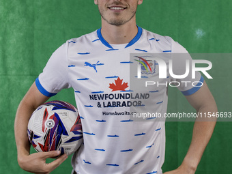 Dean Campbell of Barrow during the Barrow AFC Photocall at Holker Street in Barrow-in-Furness, England, on September 4, 2024. (