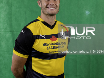 Andrew Dallas of Barrow during the Barrow AFC Photocall at Holker Street in Barrow-in-Furness, England, on September 4, 2024. (