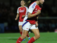 Caitlin Ford celebrates her second goal during the UEFA Women's Champions League Group Three first round semi-final match between Arsenal an...