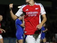 Caitlin Ford celebrates her 4th goal during the UEFA Women's Champions League Group Three 1st Round Semi-Final match between Arsenal and Gla...