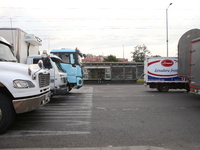 Several tractor-trailers block the northern highway in Bogota, Colombia, on September 4, 2024. Truckers mainly protest against the increase...