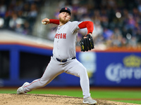 Boston Red Sox pitcher Zack Kelly #76 throws during the sixth inning of the baseball game against the New York Mets at Citi Field in Corona,...