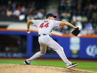 Boston Red Sox pitcher Rich Hill #44 throws during the eighth inning of the baseball game against the New York Mets at Citi Field in Corona,...