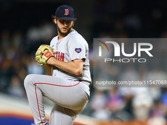 Boston Red Sox pitcher Justin Slaten #63 throws during the seventh inning of the baseball game against the New York Mets at Citi Field in Co...