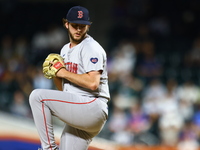 Boston Red Sox pitcher Justin Slaten #63 throws during the seventh inning of the baseball game against the New York Mets at Citi Field in Co...