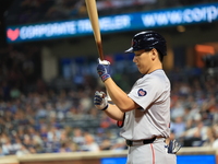 Boston Red Sox Masataka Yoshida #7 stands on deck during the eighth inning of the baseball game against the New York Mets at Citi Field in C...