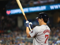 Boston Red Sox Masataka Yoshida #7 stands on deck during the eighth inning of the baseball game against the New York Mets at Citi Field in C...