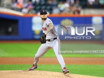 Boston Red Sox pitcher Tanner Houck #89 throws during the first inning of the baseball game against the New York Mets at Citi Field in Coron...