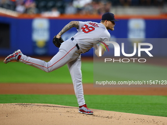 Boston Red Sox pitcher Tanner Houck #89 throws during the first inning of the baseball game against the New York Mets at Citi Field in Coron...