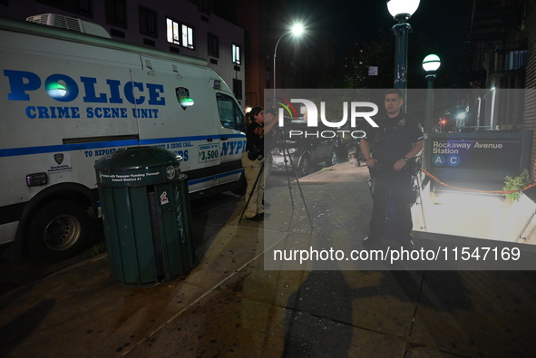 A 47-year-old male is shot in the head and killed at the Rockaway Avenue C Train Station on Fulton Street and Thomas S Boyland Street in Bro...