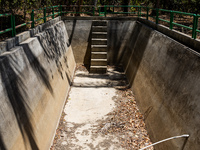 The water reservoir appears empty during the drought season in Selopamioro Village, Bantul Regency, Yogyakarta Province, Indonesia, on Septe...