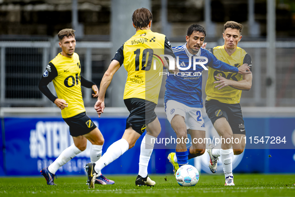 SC Schalke 04 player Ilyes Hamache and NAC player Max Balard during the match Schalke 04 vs. NAC (friendly) at the Parkstadium for the Dutch...