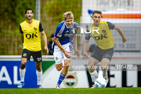 SC Schalke 04 player Martin Wasinski and NAC player Max Balard during the match Schalke 04 vs. NAC (friendly) at the Parkstadium for the Dut...