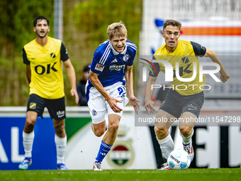 SC Schalke 04 player Martin Wasinski and NAC player Max Balard during the match Schalke 04 vs. NAC (friendly) at the Parkstadium for the Dut...