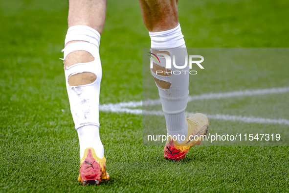 Broken socks of a NAC player during the match Schalke 04 vs. NAC (friendly) at the Parkstadium for the Dutch Eredivisie season 2024-2025 in...