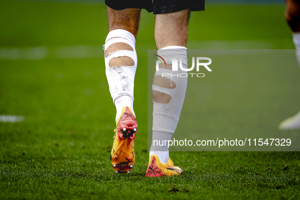 Broken socks of a NAC player during the match Schalke 04 vs. NAC (friendly) at the Parkstadium for the Dutch Eredivisie season 2024-2025 in...