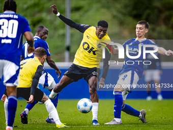 NAC player Cherrion Valerius and SC Schalke 04 player Felipe Sanchez during the match Schalke 04 vs. NAC (friendly) at the Parkstadium for t...