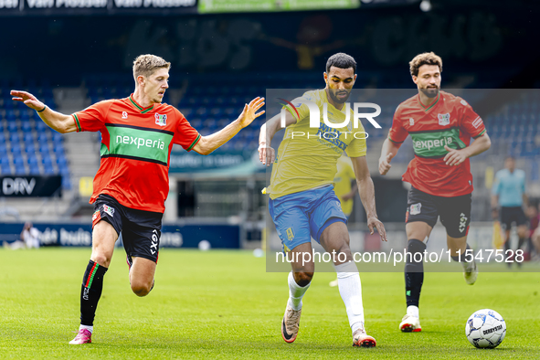 NEC player Mees Hoedemakers and RKC player Yassin Oukili during the match RKC vs. NEC (friendly) at the Mandemakers Stadium for the Dutch Er...