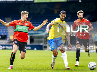 NEC player Mees Hoedemakers and RKC player Yassin Oukili during the match RKC vs. NEC (friendly) at the Mandemakers Stadium for the Dutch Er...