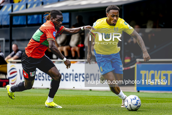 NEC player Brayann Pereira and RKC player Juan Familia-Castillo during the match RKC vs. NEC (friendly) at the Mandemakers Stadium for the D...